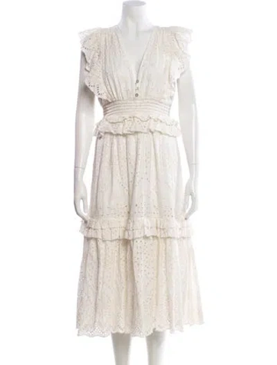 Pre-owned Cleobella V-neck Long Dress In Neutral