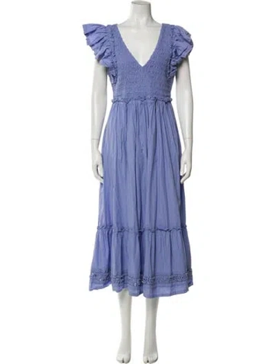 Pre-owned Cleobella V-neck Long Dress In Purple