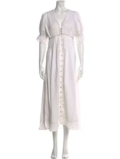Pre-owned Cleobella V-neck Long Dress In White