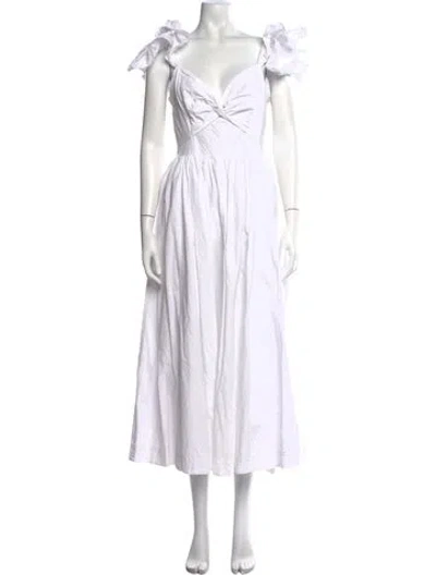 Pre-owned Cleobella V-neck Long Dress In White