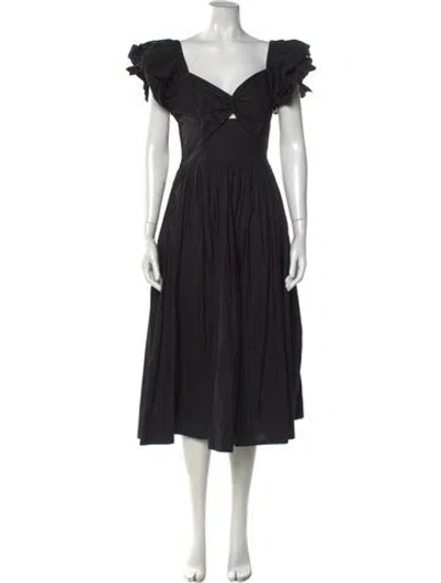 Pre-owned Cleobella V-neck Midi Length Dress In Black