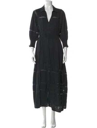 Pre-owned Cleobella V-neck Midi Length Dress In Black