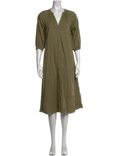 Pre-owned Cleobella V-neck Midi Length Dress In Green