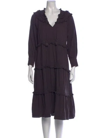 Pre-owned Cleobella V-neck Midi Length Dress In Purple