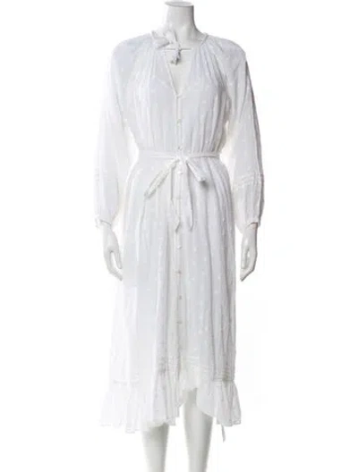 Pre-owned Cleobella V-neck Midi Length Dress In White
