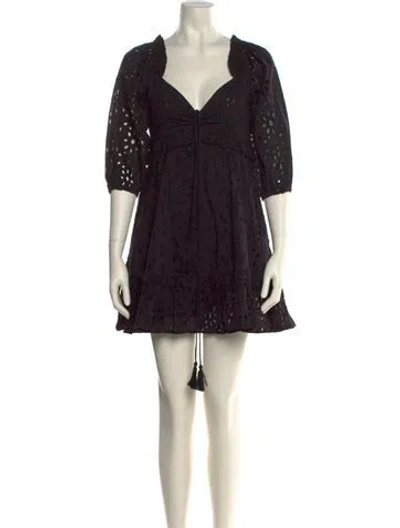 Pre-owned Cleobella V-neck Mini Dress In Black