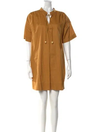 Pre-owned Cleobella V-neck Mini Dress In Brown