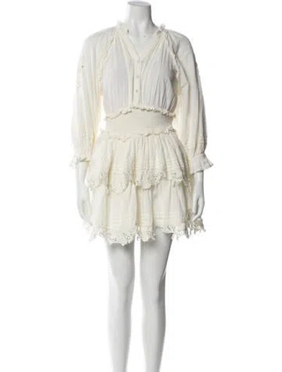 Pre-owned Cleobella V-neck Mini Dress In Neutral