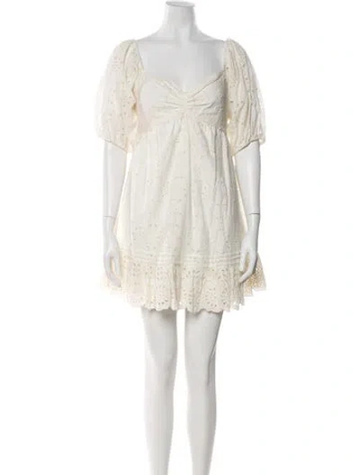 Pre-owned Cleobella V-neck Mini Dress In Neutral