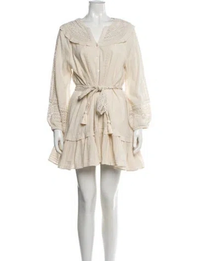 Pre-owned Cleobella V-neck Mini Dress In Neutral