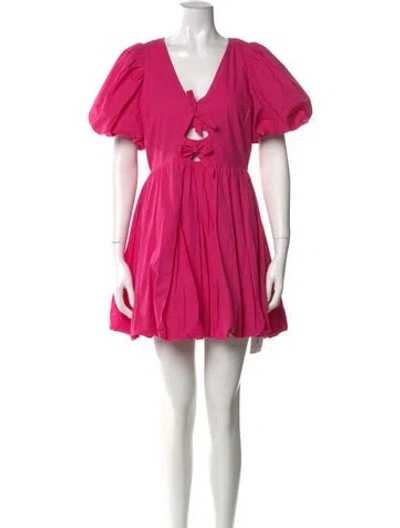Pre-owned Cleobella V-neck Mini Dress In Pink