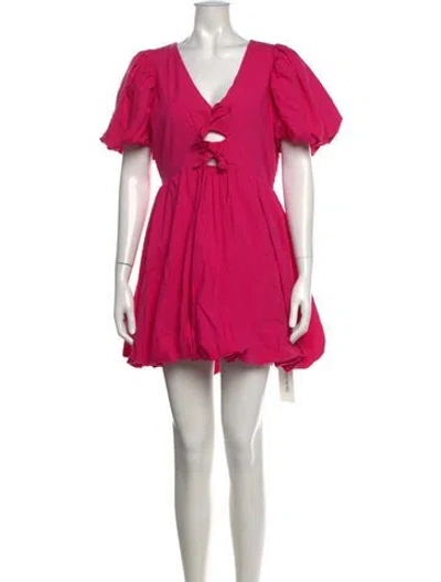 Pre-owned Cleobella V-neck Mini Dress In Pink