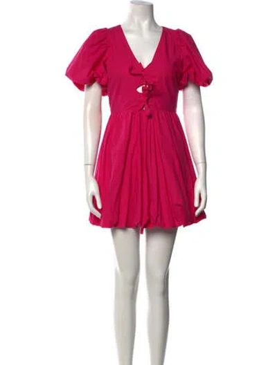 Pre-owned Cleobella V-neck Mini Dress In Pink