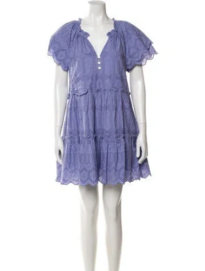 Pre-owned Cleobella V-neck Mini Dress In Purple