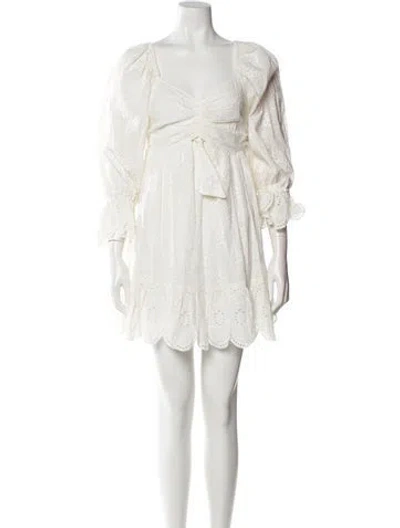 Pre-owned Cleobella V-neck Mini Dress In White