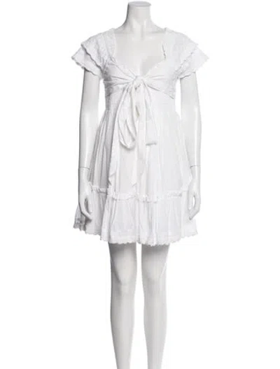 Pre-owned Cleobella V-neck Mini Dress In White