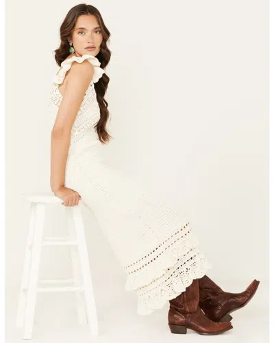 Pre-owned Cleobella Women's Janis Crochet Midi Dress - Cm24sp302179 In White