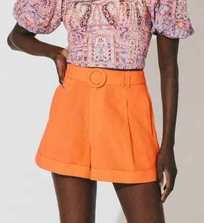 Cleobella High Waist Oscar Shorts In Tigerlily Orange
