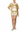 Cleobella Pierre Short In Floral Placed Print In White/ Gold In Multi