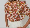 CLEOBELLA ZOLA BLOUSE (SHEA) IN BURNT ORANGE/WHITE