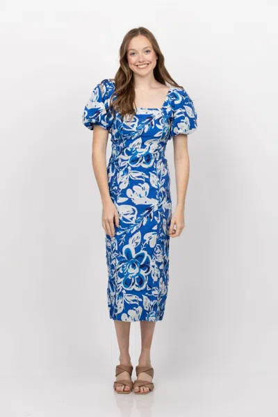 Cleobella Zora Midi Dress In Azure Print Blue