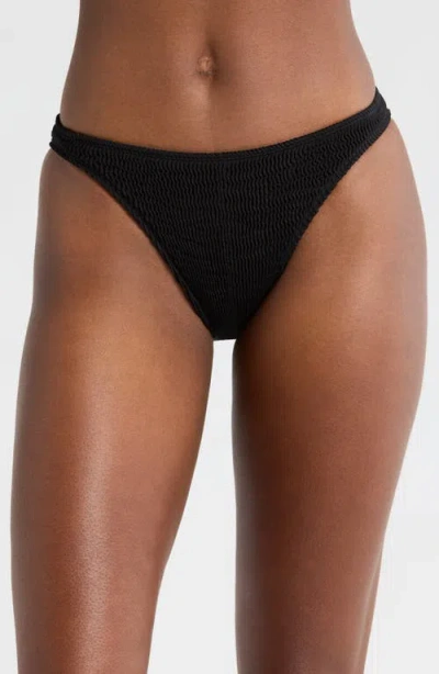 Cleonie Channel Textured Bikini Bottoms In Noir