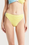 Cleonie Colorblocked Bikini Bottoms In Sunshine Azure Stripe