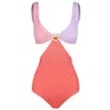Cleonie Hamptons Maillot Coral/lilac/pink In Multi