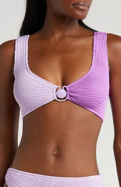 Cleonie Miami Kini Colorblock Bikini Top In Lilac Violet