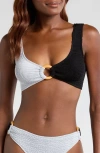 Cleonie Oceania Colorblock Bikini Top In Noir Cloud