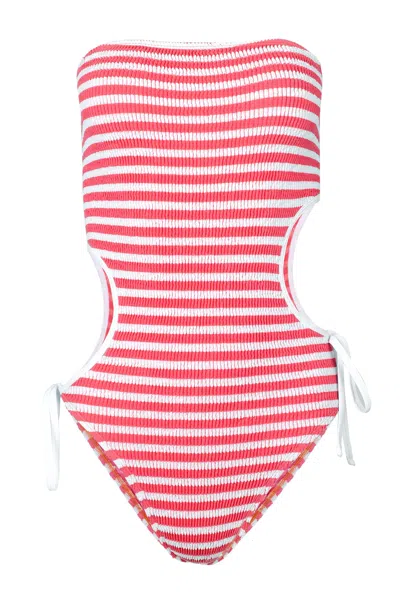 Cleonie Sea Dream Maillot Coral Stripe In Pink