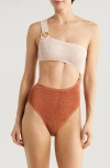 Cleonie Shell Colorblock One-piece Swimsuit In Brown