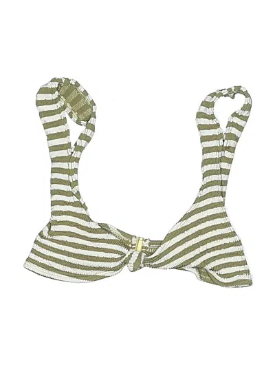 Pre-owned Cleonie Swimsuit Top Green Stripes Pattern Swimwear