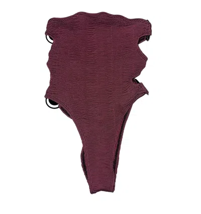 Cleonie Women's Side Cut-outs One Piece Swimsuit In Magenta/black In Burgundy