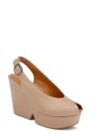 Clerae Devi Slingback Platform Wedge Sandal In Brown