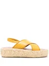 Clergerie Adom 50 Leather Flatform Sandals In Yellow