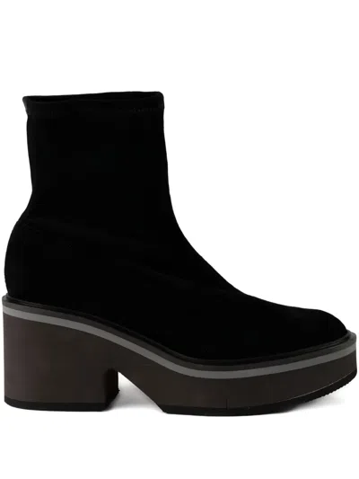 Clergerie 75mm Albane Round-toe Platform Boots In Black