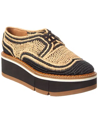 Clergerie Acajou Raffia Platform Oxford In Beige