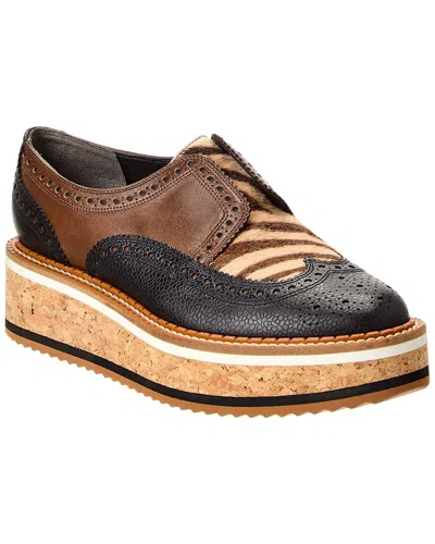 Clergerie Becka Leather & Haircalf Platform Oxford In Black