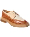 Clergerie Brannl Canvas & Embossed Leather Oxford In Brown