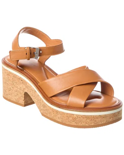 Clergerie Charline8 Leather Platform Sandal In Brown