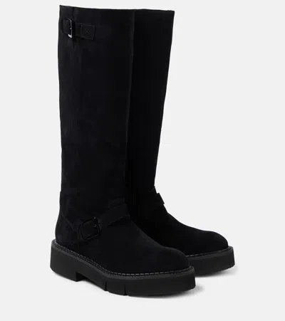 Clergerie Colby Suede Knee-high Boots In Black