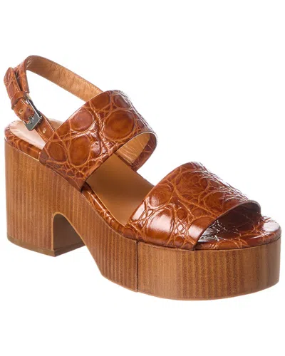 Clergerie Cora Embossed Leather Sandal In Brown
