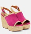 Clergerie Damya Suede Wedge Sandals In Hibis Sde