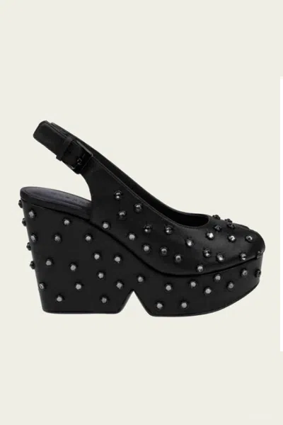 Clergerie Davina Embellished Wedge In Black