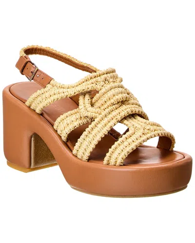 CLERGERIE CLERGERIE DINEL RAFFIA & LEATHER PLATFORM SANDAL