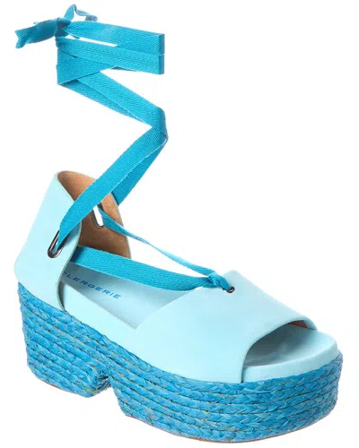 Clergerie Evycv Suede Wedge Sandal In Blue