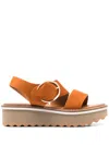 Clergerie Finley Suede Platform Sandals In Orange