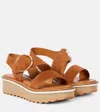 Clergerie Finley Suede Platform Sandals In Beige