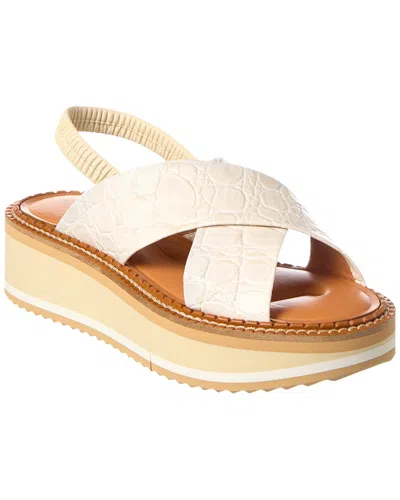 Clergerie Freedoc Croc-embossed Leather Sandal In White